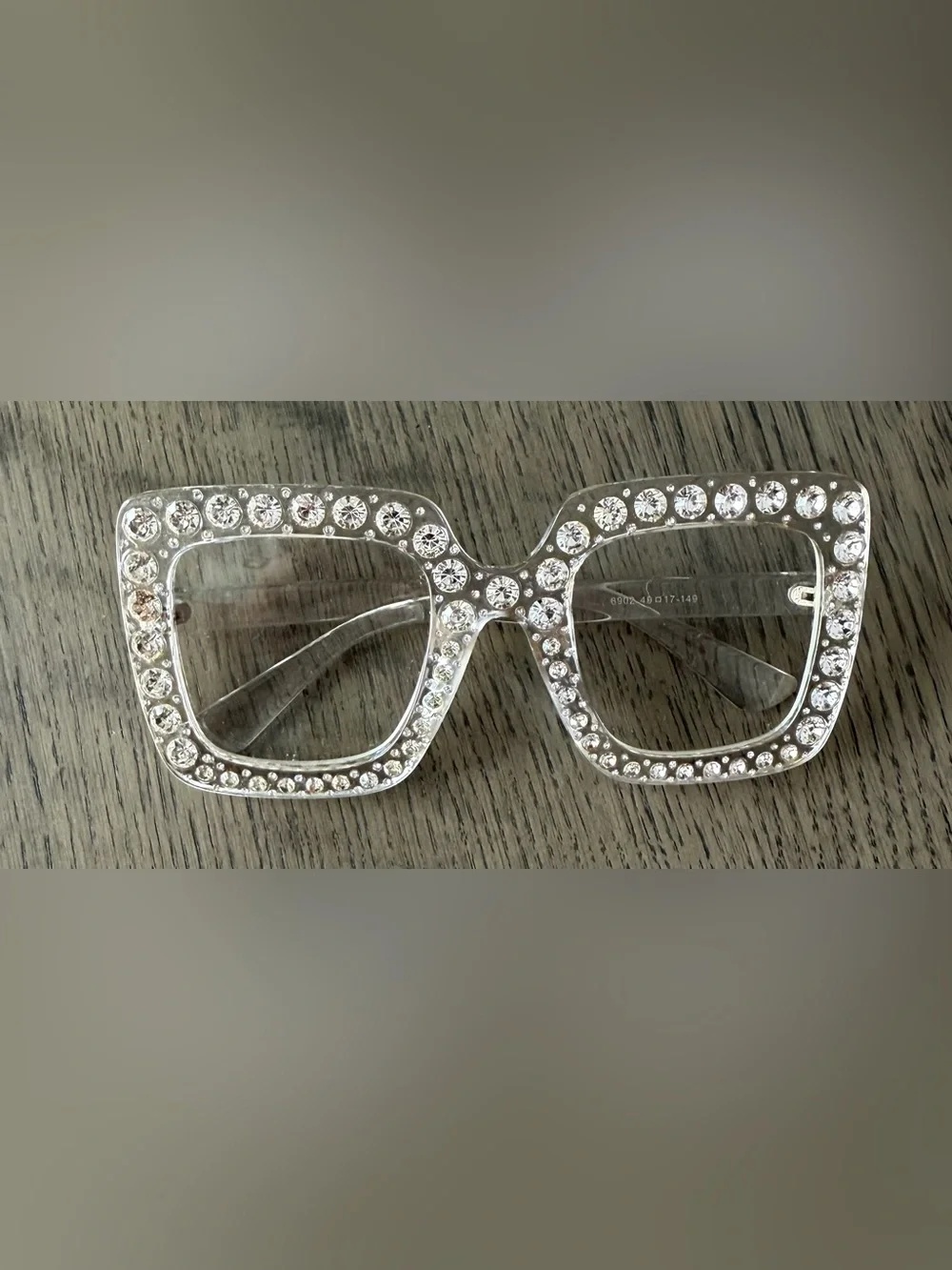 Clear Rhinestone-Embellished Fashion Glasses